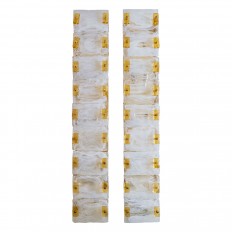 Pair of brass and white lattimo glass sconces